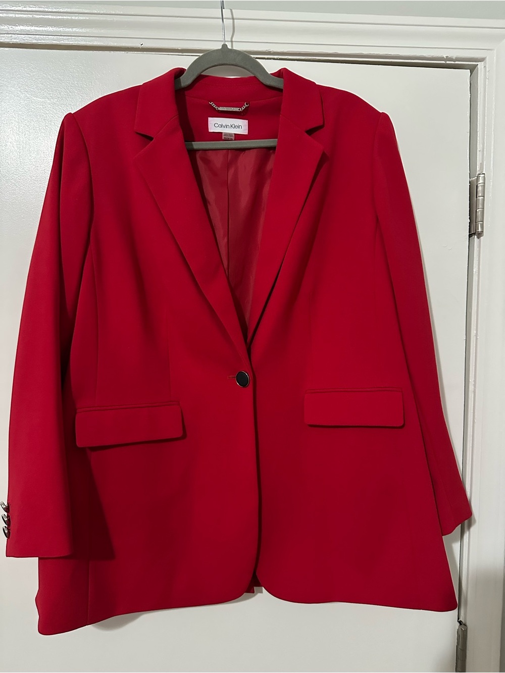 NWOT Calvin Klein Bright Red Single-Button Women's Blazer - Picture 2 of 4